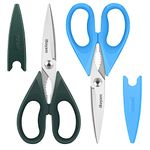 Kitchen Shears, iBayam Kitchen Scissors All Purpose Heavy Duty Meat Scissors Poultry Shears, Dishwasher Safe Food Cooking Scissors Stainless Steel Utility Scissors, 2-Pack, Lake Blue, Forest Green