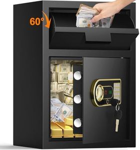 2.6 Cubic Fireproof Drop Safe for Business, Anti-Theft Drop Slot Safes for Money with Digital Combination Lock & Spare Keys, Cash Depository Safe with Drop Box for Home Retail Store Busines