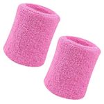 Vidillo Sweatband, Wrist Sweatband 2 Pack, 4 Inch Sports Sweatband Wristband Soft Thicken Cotton,for Tennis Gymnastics Football Basketball, Running Athletic Sports (Pink)