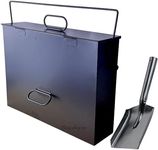 Srendi® Black Ash Carrier Galvanised Metal Hot Tidy Box Container Fireplace Pan Bucket Bin Ash Storage Box wih Free Shovel