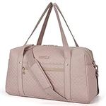 BAGSMART Travel Duffle Bag 31L Quilted Weekender Overnight Bag for Women with Laptop Compartment, Large Carry On Airport Bag with Wet Pocket & Shoe Bag for Travel, Business Trips, Sports(Pink)