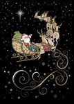 Artistic Christmas Card (BA0459) - Santa's Team - Pack of 5 Cards - Embossed and Foil Finish