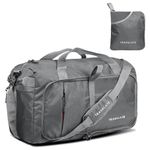 TRAVALATE 50L Foldable Polyester Travel Duffle Bag With Separate Shoe Compartment And Adjustable Shoulder Strap| Water And Tear Resistant Overnight Bag For Men & Women's Grey -25.4 Cm