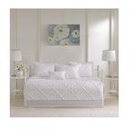 Madison Park Daybed Cover Set - Trendy Design, All Season Luxury Bedding with Bedskirt, Matching Shams, Decorative Pillow, Quilted Diamond Ruffle White 75"x39" 6 Piece