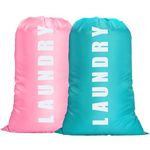 flintronic 2 Pack Extra Large Laundry Bag, 61×91cm Foldable Storage Bag, Dirty Clothes Bags, with Drawstring Closure, Durable Rip-Stop, Convenient, for Travel/Bathroom/Bedroom/Dormitory