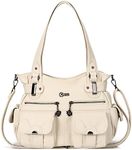 Purses and Handbags for Women Large Hobo Shoulder Bags Soft PU Leather Multi-Pocket Tote Bag (Beige)