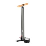 LEZYNE Steel Floor Drive 3.5 High Pressure Bicycle Floor Pump with 3.5" Analog Gauge - Durable 220 PSI Tire Air Pump for Road/Track Bikes - ABS-1 Pro Chuck Fits Presta & Schrader Valve - Flat Gray