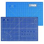 2 Pack Self Healing Cutting Mat (A3 Size: 12" x 18"), 5 Layer PVC Construction Craft Mat, Double Sided Cut Mats Non-Slip Perfect for Crafts Quilting Sewing and All Arts (Blue & Light Blue)