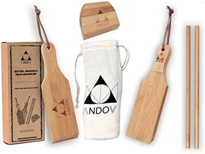 ANDOV Manual Pasta Maker, Gnocchi Board Set, Butter Paddles Set, Churner Tools, Kitchen Utensils Kit, Authentic Bamboo