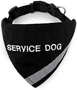 Doggie Stylz Service Dog Bandana with Reflective Strip for pet Safety at Night. Has Built in Matching Collar to Keep Bandana Secure | Metal Ring to Attach Leash | Four Colors (X-Small to Large)
