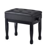 FILISITE Adjustable Height Piano Stool Bench PU Leather Cushion Wooden Keyboard Seat with Music Storage (Black)