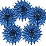 8"(20cm)-5pcs Hanging Fans Tissue Paper Fan Paper Flowers Baby Shower Birthday Wedding Snowflake Christmas | Fan-royal Blue |