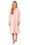 Daisy Dreamer Womens Housecoat Quilted Zip Through Dressing Gown Ladies Zipped Robe Gowns, Light Pink Medium