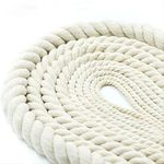 Cotton Rope 20mm 10m Thick Rope White Rope Macrame Rope Noose Soft Rope Lasso Rope Decking Rope for Garden Home DIY Crafting Decoration Macrame Plant Hanger Kit Beige