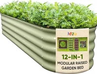 IDZO 17" Tall 12-in-1 Modular Raised Garden Bed, 8ft x 2ft Premium Galvanized Steel Raised Garden Beds Outdoor for Vegetables, Herbs, Flower - Sage Green