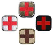 4 Pack Full Embroidered Emergency Medical Technician Paramedic Medic Cross Patch - Perfect for First Aid Pouch, EMT, EMS, Trauma, Medical, Paramedic, First Response Rescue Kit, Tactical Activities