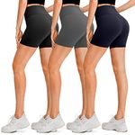 DHSO 3 Pack Biker Shorts for Women-5" High Waist Soft Summer Womens Shorts Spandex Workout Shorts for Running Athletics(3 Pack Black,Dark Gray,Navy, S/M)