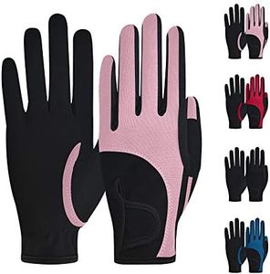 ChinFun Kids Horse Riding Gloves Stretch Equestrian Horseback Gloves Color-Contrasted Cycling Outdoor Gardening Youth Girls Boys Pinkness Size X-L 12-14
