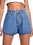 KOTTY Women's High-Rise Denim Shorts(Blue,XL)