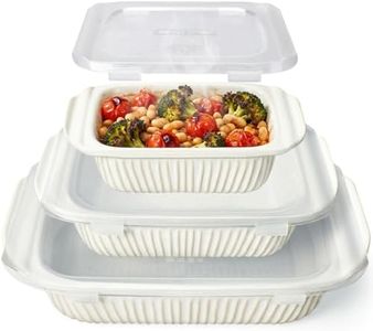 Artena Casserole Dishes For Oven, Ceramic Baking Dish, Large Lasagna Pan With Handles, Baking Pan Casserole Dish, Rectangular Bakeware Deep, White, Set Of 3 (5.1Qt/2.3Qt/1.1Qt) (Baking Dish With Lids)
