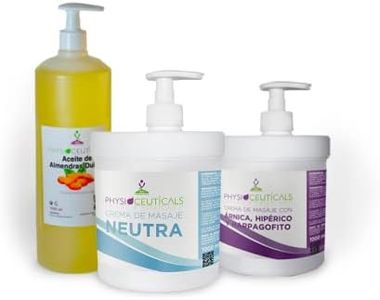 CREMA DE MASAJE Physioceuticals PACK AHORRO : Aceite de almendras 1000 ml. Crema de masaje Árnica, HIpérico, Harpagofito, y crema de Masaje Neutra 1000 ml