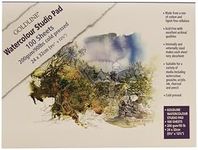 Clairefontaine - Ref 421/1021Z - Goldline Watercolour Studio Glued Pad (Pack of 100 Sheets) - 24 x 32cm in Size, 200gsm mix of cotton and cellulose, High Absorbency