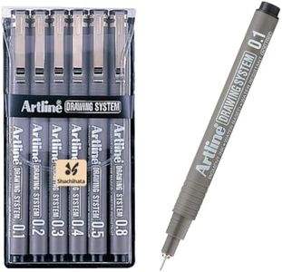 Artline 230 Drawing System Pens, Technical Drawing Pens For Drafting, Illustrating, and More, 0.1mm, 0.2mm, 0.3mm, 0.4mm, 0.5mm, and 0.8mm Fine Tips - Black, 6-Pack