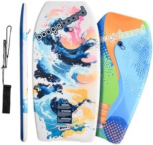 WHAM-O Boogie Board, 33 Inch 37 Inch Lightweight Body Board Surfing Board with Phuzion Core Crescent Tail Adjustable Wrist Leash, for Beginners Kids Ages 5+ and Adults, Pack of 2 – Curve/Wave
