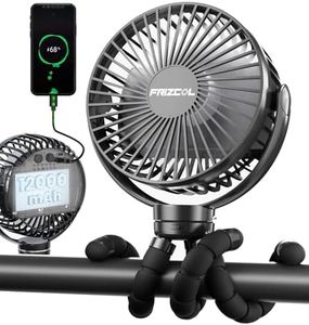 Portable Stroller Fan, Use As Power Bank, 65H 12000mAh Battery Operated Fan Flexible Tripod Baby Car Seat Fan, Personal Mini Handheld/Desk/Small Clip On Fans For Stroller, Carseat, Beach, Bed, Camping