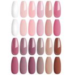 Modelones Gel Nail Kit with 48W Lamp - 12 Colors Pink Gel Nail Polish Set with Lamp Starter Kit, Glossy & Matte Top and Base Coat, Manicure Tools for Beginner DIY at Home