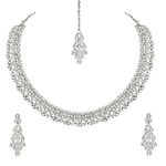 Atasi International Diamond Collection by Designer Collection American Diamond Jewellery Set for Women (SILVER) (R2004)