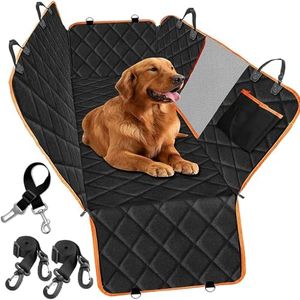 Dog Car Seat Cover for Back Seat Protector, Waterproof Dog Seat Cover Car Hammock with Mesh Vision Window, Pet Seat Cover for Cars, SUVs, Trucks- 147 x 137cm