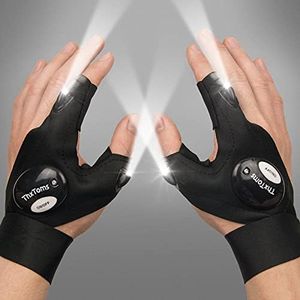 ThxToms LED Flashlight Gloves,Gifts for Men,Fathers Day Dad Gifts from Daughter Son Wife,Unique Birthday Gifts for Dad Father Husband, Cool Gadgets Tools for Repairing Fishing Camping, 1 Pair Black