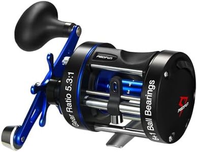 Piscifun Chaos XS Baitcasting Fishing Reel, Reinforced Metal Body Round Baitcaster Reel, Smooth Powerful Saltwater Inshore Surf Trolling Conventional Reel for Catfish (50 Right Handed)