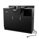 Artist hand Shampoo Station with Shampoo Bowl and Drawer, 110V Outlets, All in One Hair Salon Sink Backwash Salon Station with USB, Hair Dryer Holes and P Trap, Hair Salon Equipment for Spa Beauty