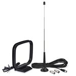 Bingfu Magnetic Base Telescopic FM Antenna and AM Loop Antenna for Pioneer Onkyo Yamaha Marantz Indoor Digital HD Radio FM Bluetooth Home Stereo Receiver AV Audio Vedio Home Theater Receiver Tuner