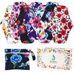 7 Pcs Reusable Menstrual Pads, Breathable Mesh Surface Cloth Pads for Heavy Flow, Large Sanitary Pads Set with Wings, Washable Overnight Cloth Panty Liners Period Pads with Wet Bag