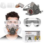 Serplex Gas Mask Set Respirator with Filters and Goggle Activated Carbon Mask Gas Mask Paint Respirator for Epoxy Resin, Wall Painting, Welding, Polishing, Spraying, Mold Removal, Construction