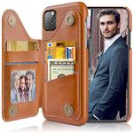 LOHASIC for iPhone 11 Pro Max Wallet Case, 5 Card Holder Leather Credit Slot Phone Cover for Men Women, Kickstand Magnetic Flip Portfolio, Designer Fancy Travel Pocket 6.5" for I-11 ProMax - Brown