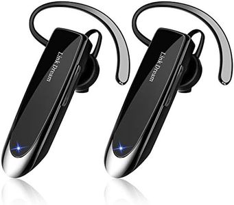 Link Dream Bluetooth Earpiece for Cell Phone Hands Free Wireless Headset Noise Cancelling Mic 24Hrs Talking 1440Hrs Standby Compatible with iPhone Android for Driver Trucker (2 Pack)