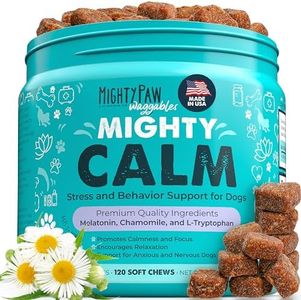 Mighty Paw Waggables Calm (Made in The USA) | Calming Chews for Dogs, Melatonin Dog Calming Treats for Normal Stress & Separation. Sleeping Aid for Dogs & Behavior Calming Dog Treats,120 Count