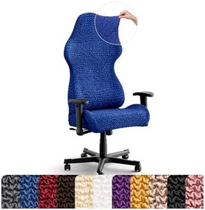 PAULATO BY GA.I.CO. Stretch Office & Gaming Chair Cover – Breathable Desk Computer Armchair Slipcover with Zipper – Bi-Elastic Stretchable Protector Machine Washable – Cobalt Blue (Office Chair)
