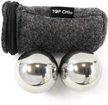 Top Chi 1 lb. 1.5 Inch Solid Stainless Steel Baoding Balls with Carry Pouch. Non-Chiming Chinese Health Balls for Hand Therapy, Exercise, and Stress Relief