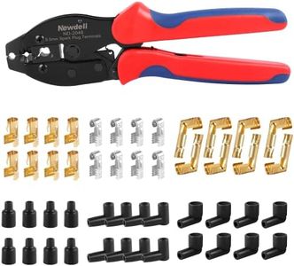 Ratchet Spark Plug Wire Crimper Set, Newdeli 25Pcs Spark Plug Crimping Tool and 180 Degree/90 Degree/Straight Spark Plug Coil Terminals Boots Set for Crimping and Stripping Spark Plug Ignition Wire