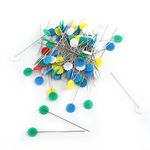 100Pcs Flat Head Quilting Pins 2 Inch Long Flower Head Sewing Patchwork Pins Accessories Supplies Mixed Clolors (Flower Head 1)