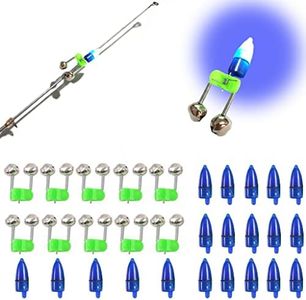 JZTang Fishing Bells with Lights 20 Pcs LED Night Fishing Lights 10 Pcs Fishing Rod Bait Alarm Bell Night Fishing Accessories Bait Alarm Bell Rod Clip Tip for Fishing(Blue)