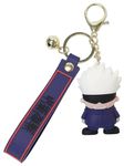 Funfob Rubber Jujutsu Keychain With Hook & Strap For Anime Fans Multicolour Key Chains (Gojo Keychain), Multi-Coloured