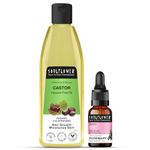 Soulflower Rosemary Essential Oil & Castor Oil for Hair Growth, Hair Fall Control, Hydrating & Moisturising Face & Skin | 100% Pure, Natural, Organic, Ecocert Certified| Pack of 2, 240ml