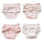 Premewish 4 Pack Baby Girls Underwear Kids Cotton Knickers Briefs Toddlers Summer Bloomers Training Pants Solid Color Diaper Cover for Infant Toddler 12-18 Months and 2-6 Years Old