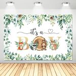 HIPVVILD Woodland Baby Shower Backdrop Decorations, Woodland Baby Boy Party Background Banner Supplies, Woodland Creatures Animal Baby Shower Background Photo Booth Banner | 5x3ft